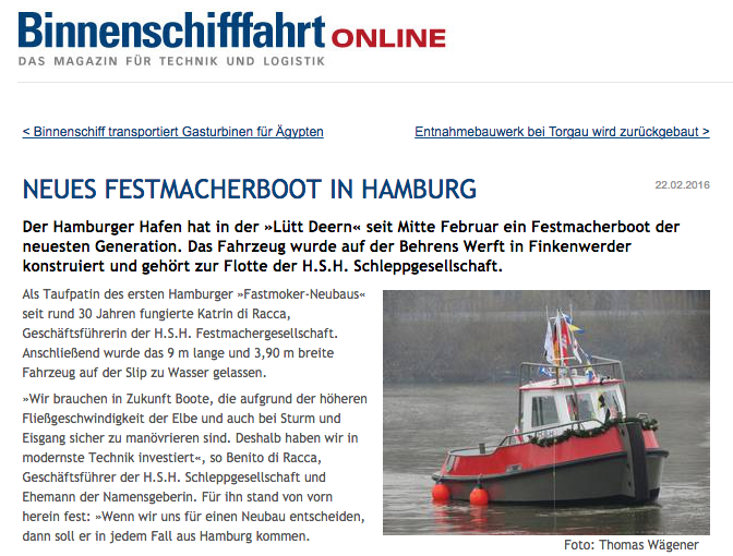 Neues Festmacherboot in Hamburg