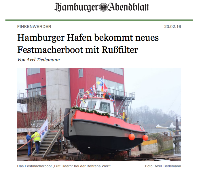 Hamburger Hafen bekommt neues Festmacherboot mit Rußfilter