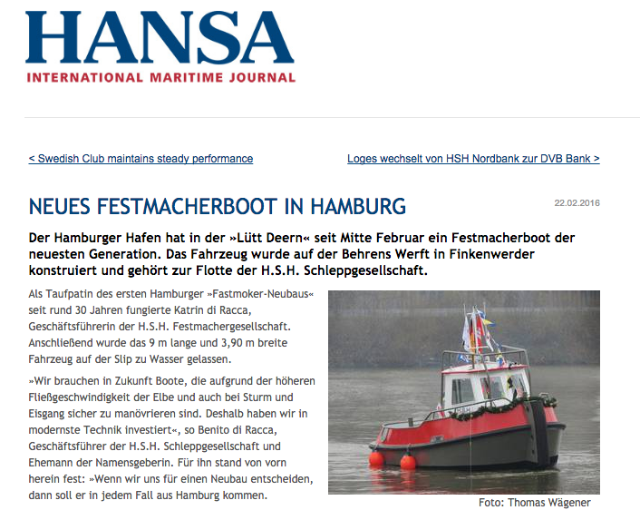 Neues Festmacherboot in Hamburg