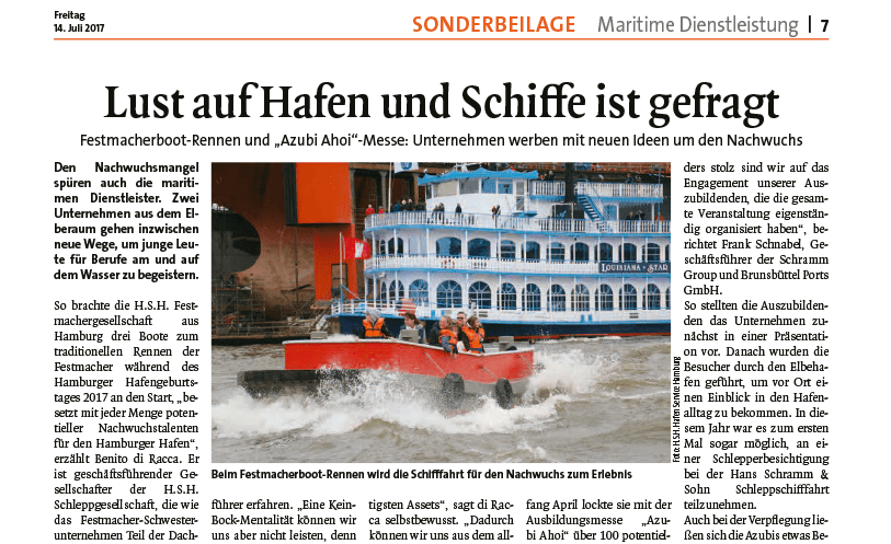 Festmacherboot-Rennen als Nachwuchs-Werbung